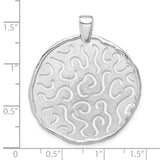 Sterling Silver Round Pendant with Abstract Maze Design, Brushed and Polished Finish