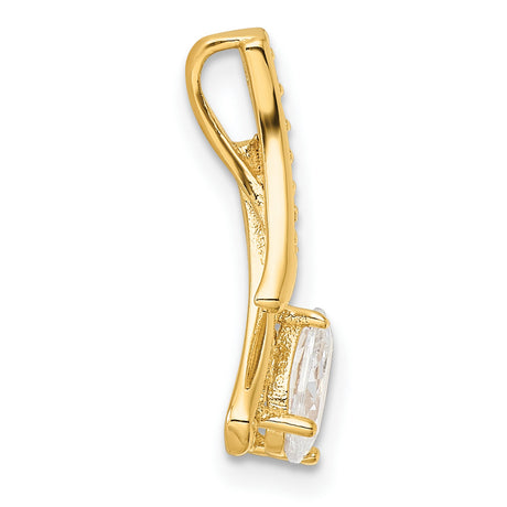 Gold Plated Fancy CZ Chain Slide Charm Pendant in Real 925 Sterling SIlver