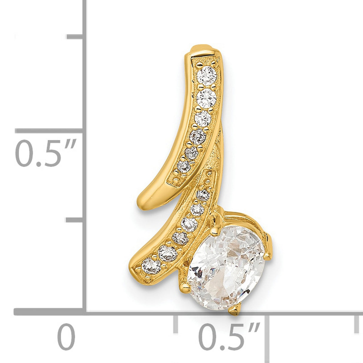 Gold Plated Fancy CZ Chain Slide Charm Pendant in Real 925 Sterling SIlver