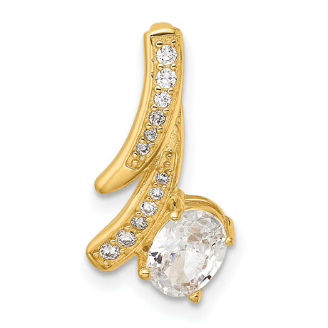 Gold Plated Fancy CZ Chain Slide Charm Pendant in Real 925 Sterling SIlver