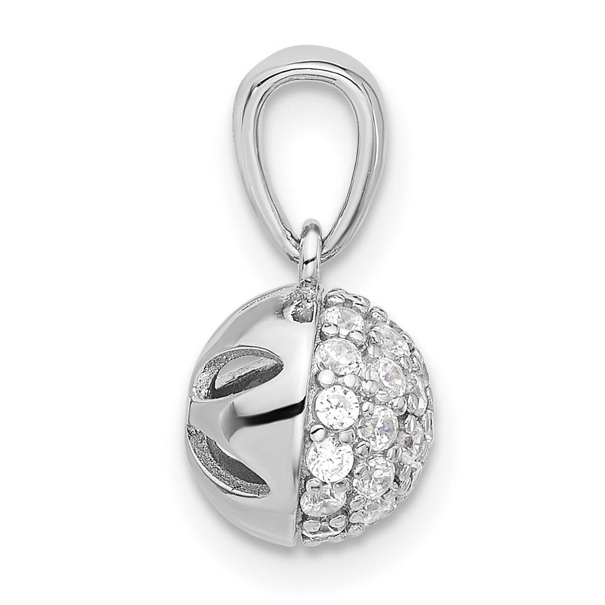 Sterling Silver Dome Pendant with Pavé Cluster Cubic Zirconia