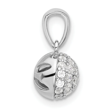Sterling Silver Dome Pendant with Pavé Cluster Cubic Zirconia
