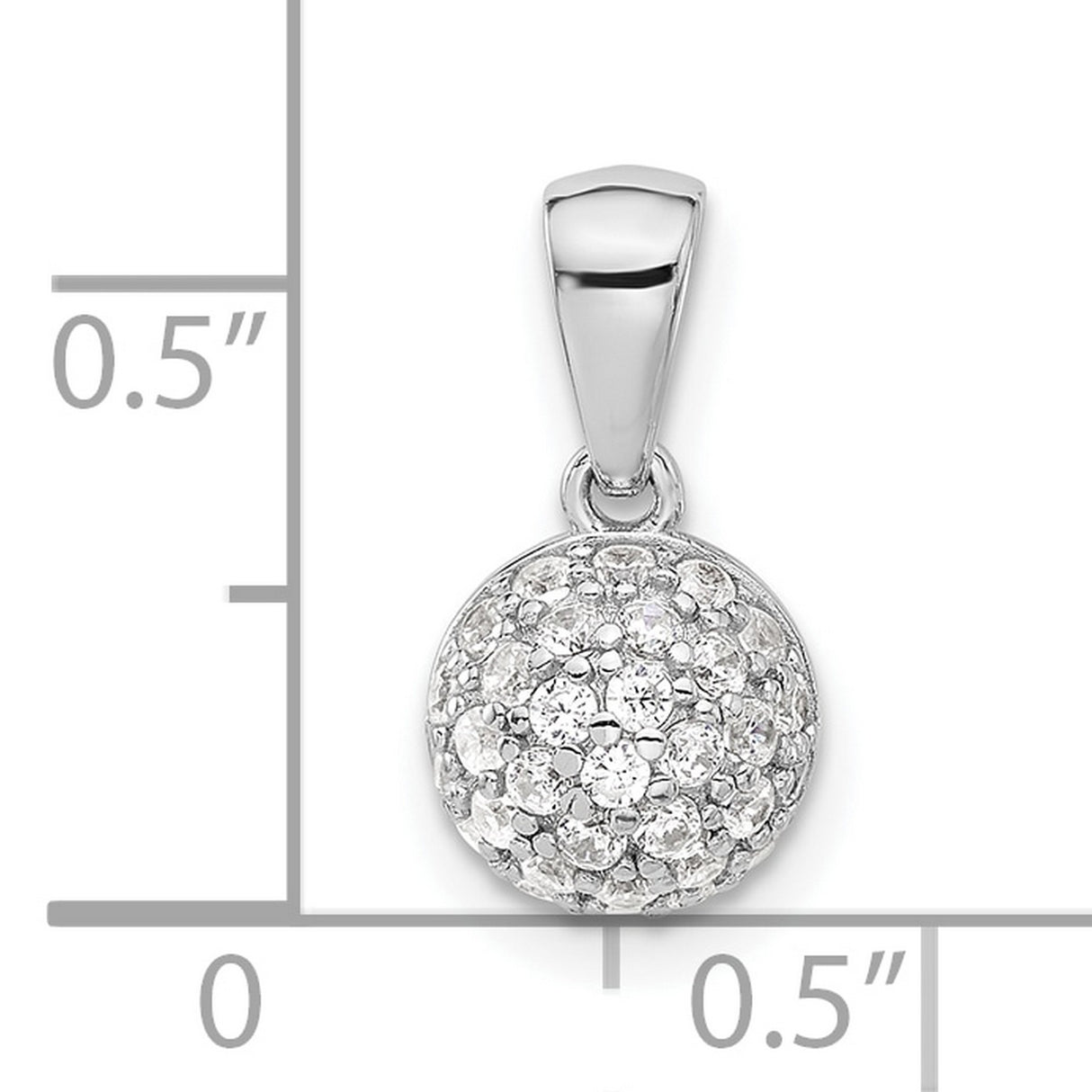 Sterling Silver Dome Pendant with Pavé Cluster Cubic Zirconia
