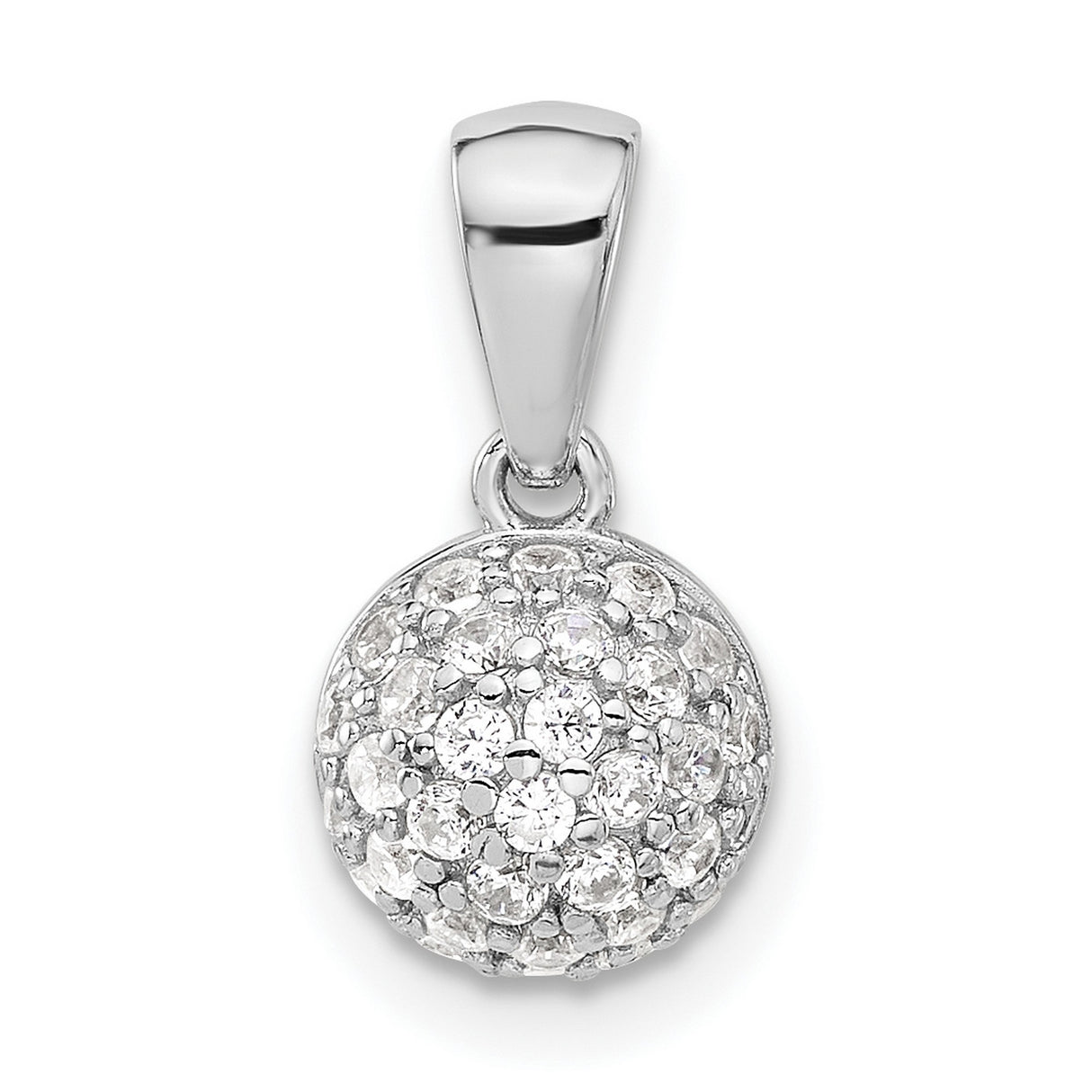 Sterling Silver Dome Pendant with Pavé Cluster Cubic Zirconia