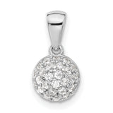 Sterling Silver Dome Pendant with Pavé Cluster Cubic Zirconia