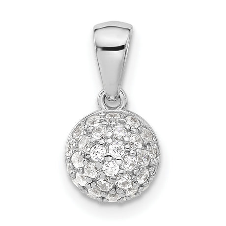 Sterling Silver Dome Pendant with Pavé Cluster Cubic Zirconia