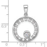 Sterling Silver Circle Pendant with Cubic Zirconia, Modern Minimalist Eternity Design