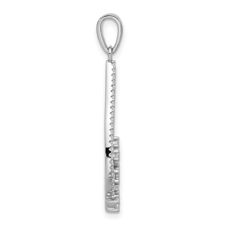 Sterling Silver Teardrop Pendant with Cubic Zirconia, Double Open Frame and Floral Cluster Design