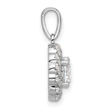 Sterling Silver Pendant with Round Cubic Zirconia, Twisted Halo and Pavé Design