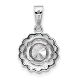 Sterling Silver Pendant with Round Cubic Zirconia, Twisted Halo and Pavé Design