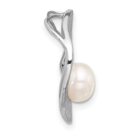 Freshwater Pearl Scratch Finish Charm Pendant in Real 925 Sterling Silver