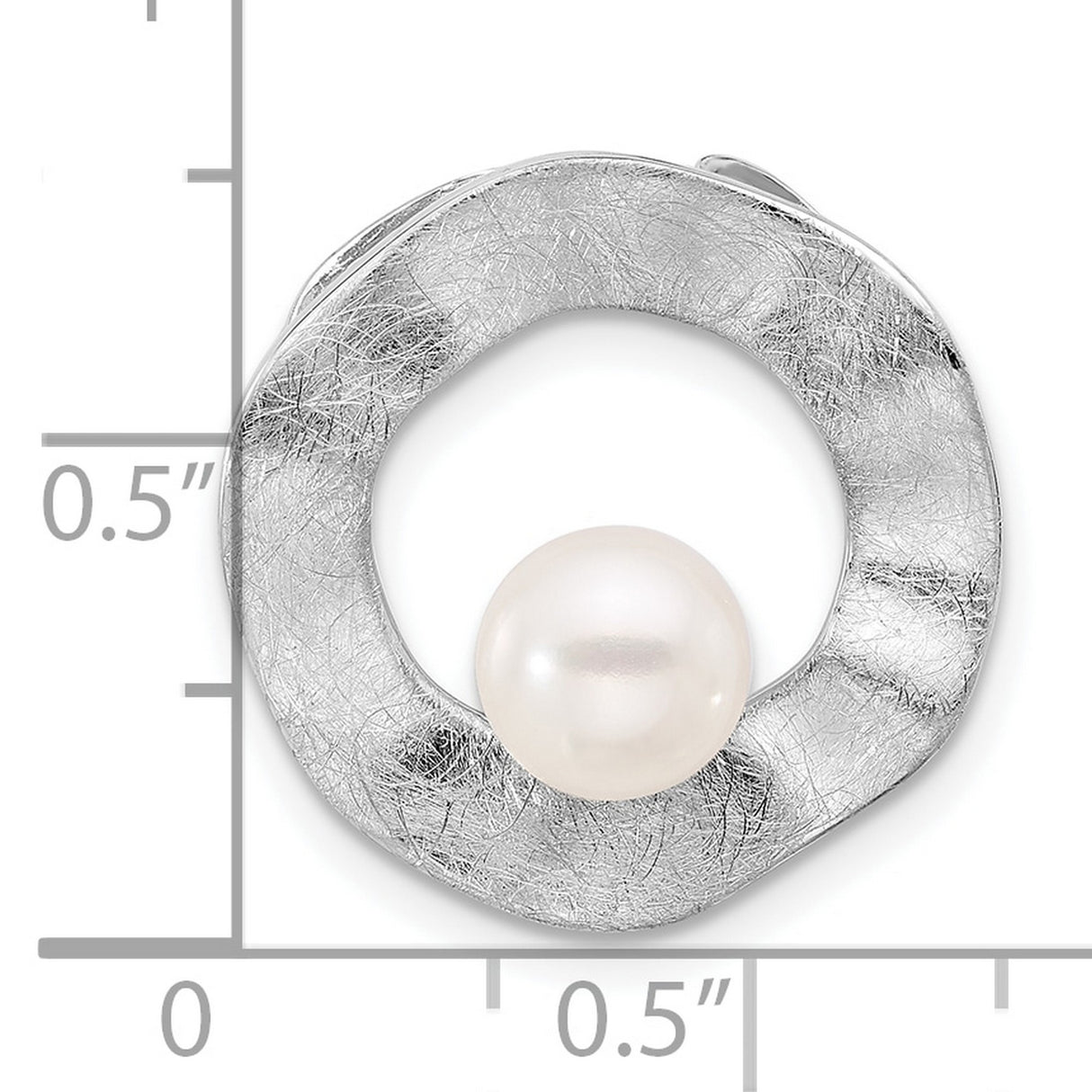 Freshwater Pearl Scratch Finish Charm Pendant in Real 925 Sterling Silver