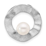 Freshwater Pearl Scratch Finish Charm Pendant in Real 925 Sterling Silver