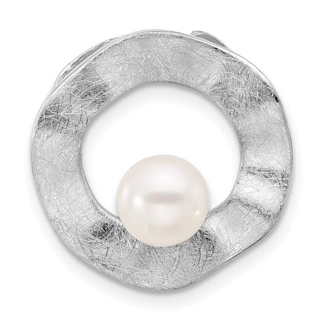 Freshwater Pearl Scratch Finish Charm Pendant in Real 925 Sterling Silver