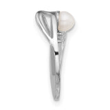 Sterling Silver Disc Pendant with White Pearl and Cubic Zirconia, Hammered Texture, Modern Design
