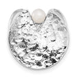 Sterling Silver Disc Pendant with White Pearl and Cubic Zirconia, Hammered Texture, Modern Design