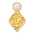 Sterling Silver Pendant with White Pearl, Hammered Diamond-Shaped Design, Modern Minimalist Style