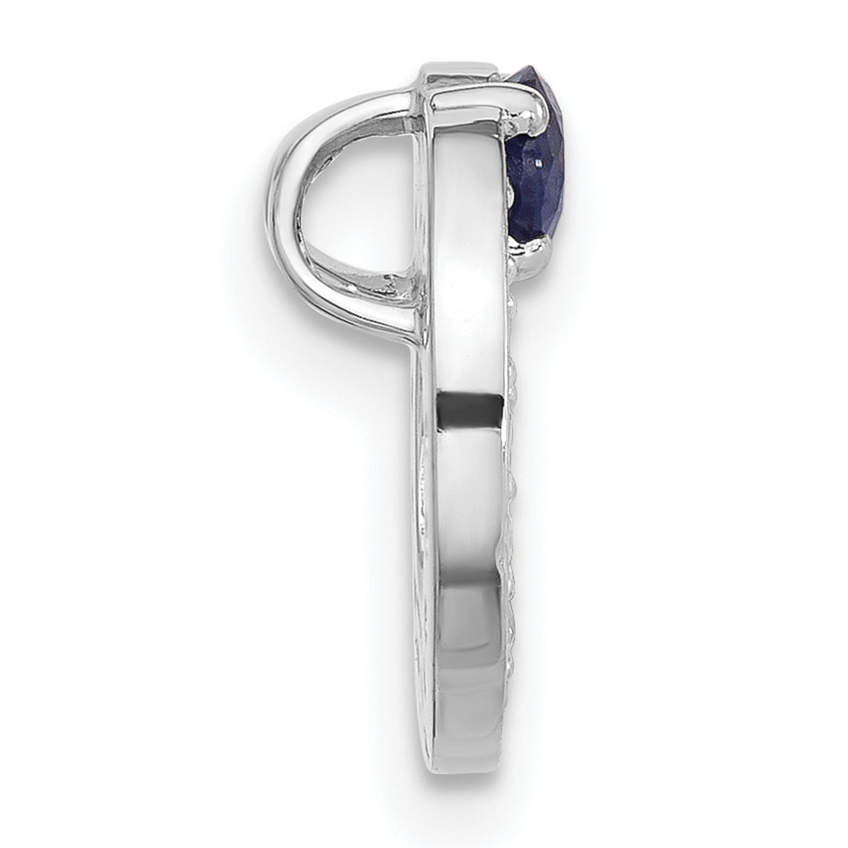Sterling Silver Circle Pendant with Blue Sapphire and Cubic Zirconia Halo Design