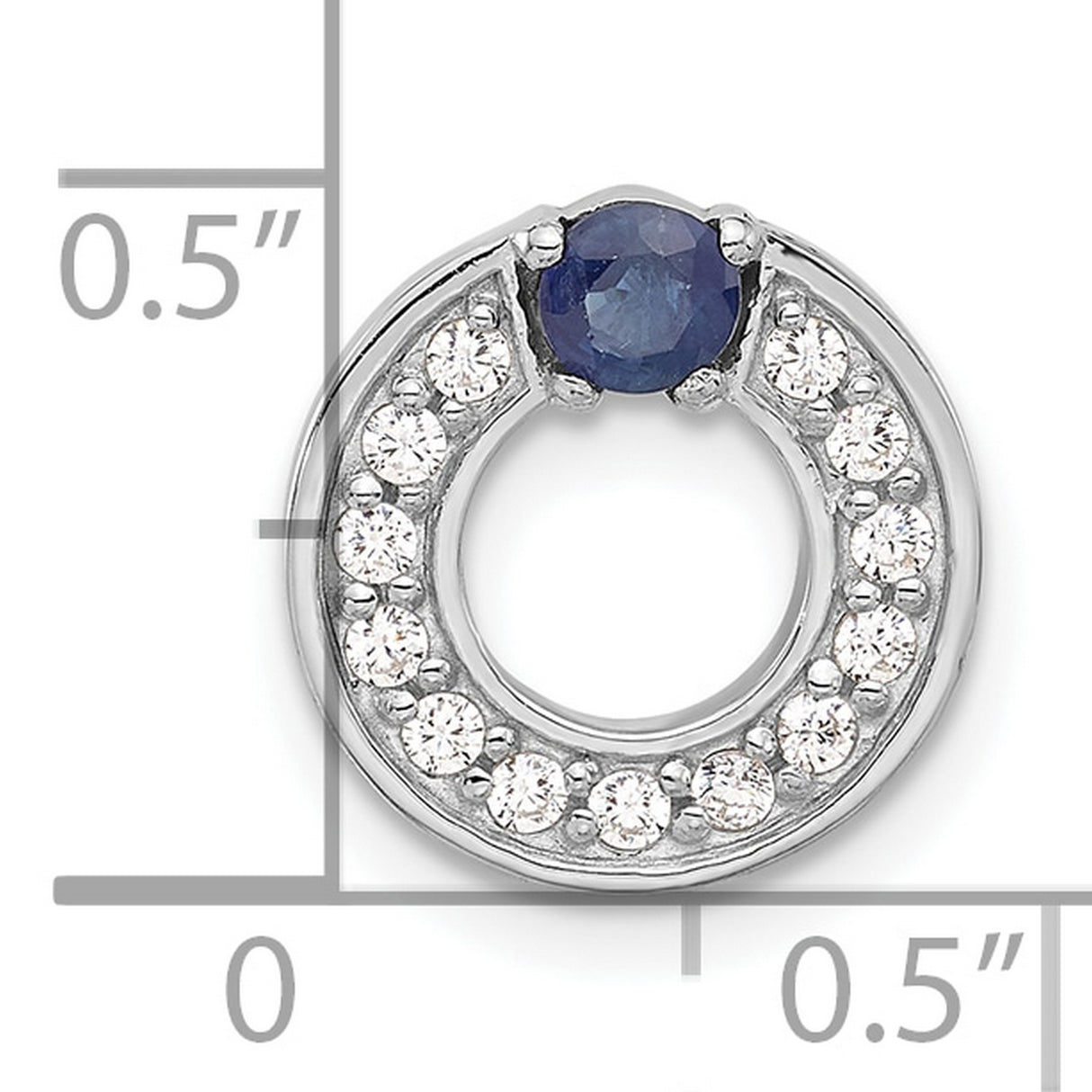 Sterling Silver Circle Pendant with Blue Sapphire and Cubic Zirconia Halo Design