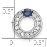 Sterling Silver Circle Pendant with Blue Sapphire and Cubic Zirconia Halo Design