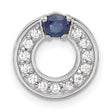 Sterling Silver Circle Pendant with Blue Sapphire and Cubic Zirconia Halo Design