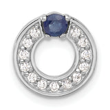 Sterling Silver Circle Pendant with Blue Sapphire and Cubic Zirconia Halo Design