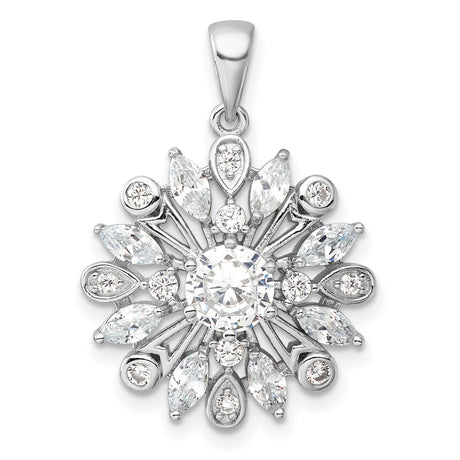 Sterling Silver Snowflake Pendant with Cubic Zirconia, Winter Nature-Inspired Jewelry for Women