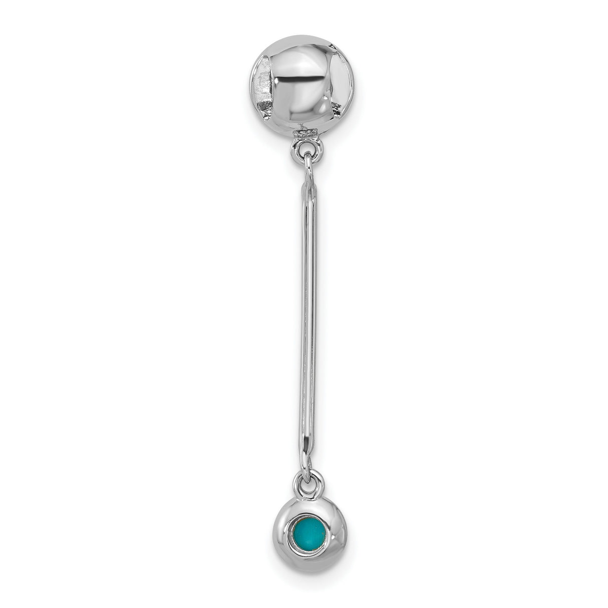 Sterling Silver Dangle Earrings with Turquoise Stones, Sleek Bar Drop Boho Style