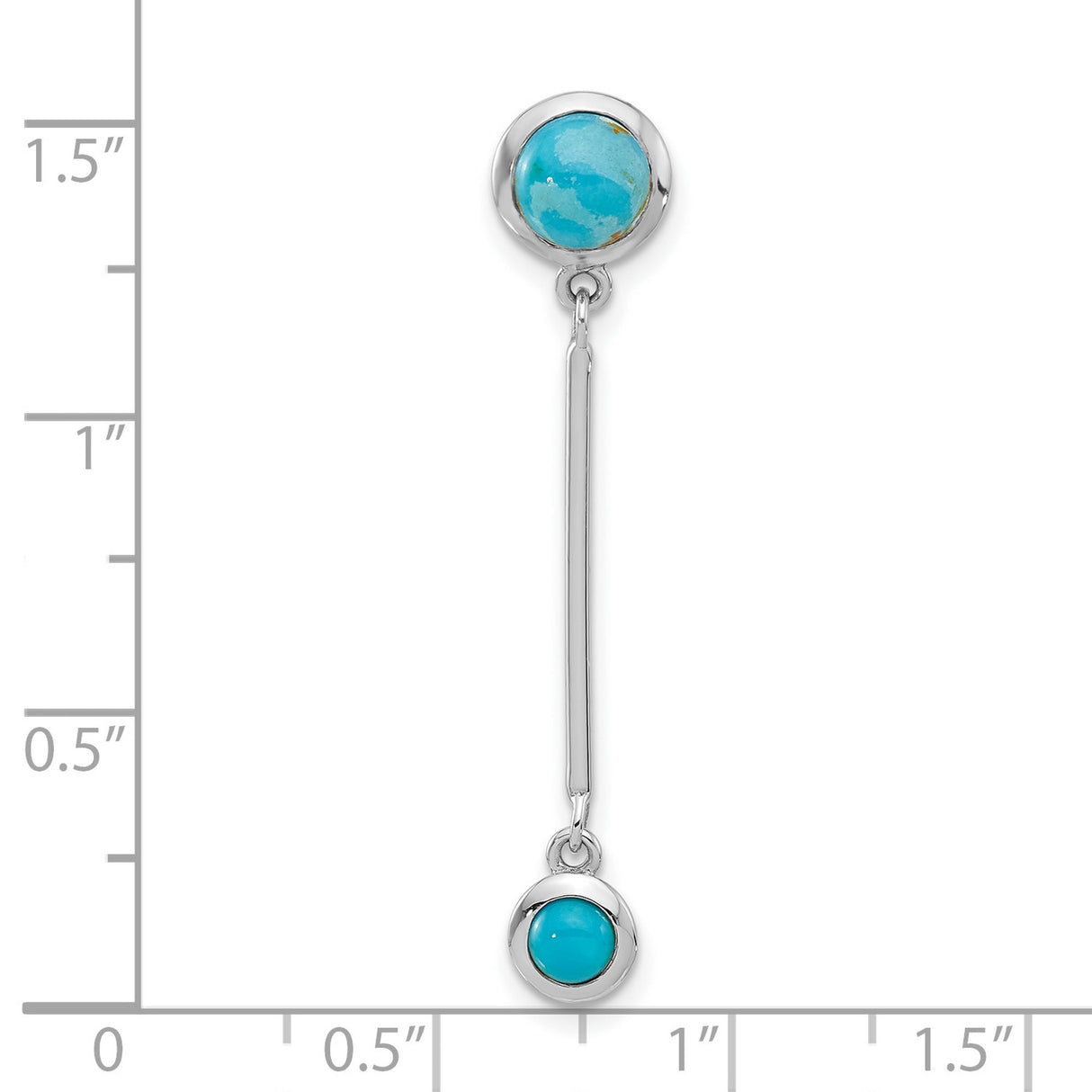 Sterling Silver Dangle Earrings with Turquoise Stones, Sleek Bar Drop Boho Style