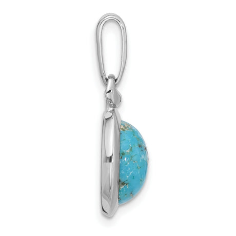 Sterling Silver Oval Pendant with Natural Turquoise, Boho Spiritual Southwestern Style