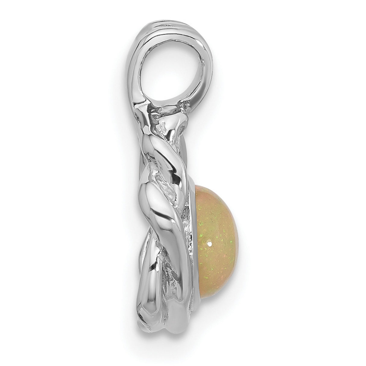 Sterling Silver Pendant with Opal Gemstone, Organic Vine Frame, Nature-Inspired Boho Style