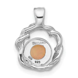 Sterling Silver Pendant with Opal Gemstone, Organic Vine Frame, Nature-Inspired Boho Style