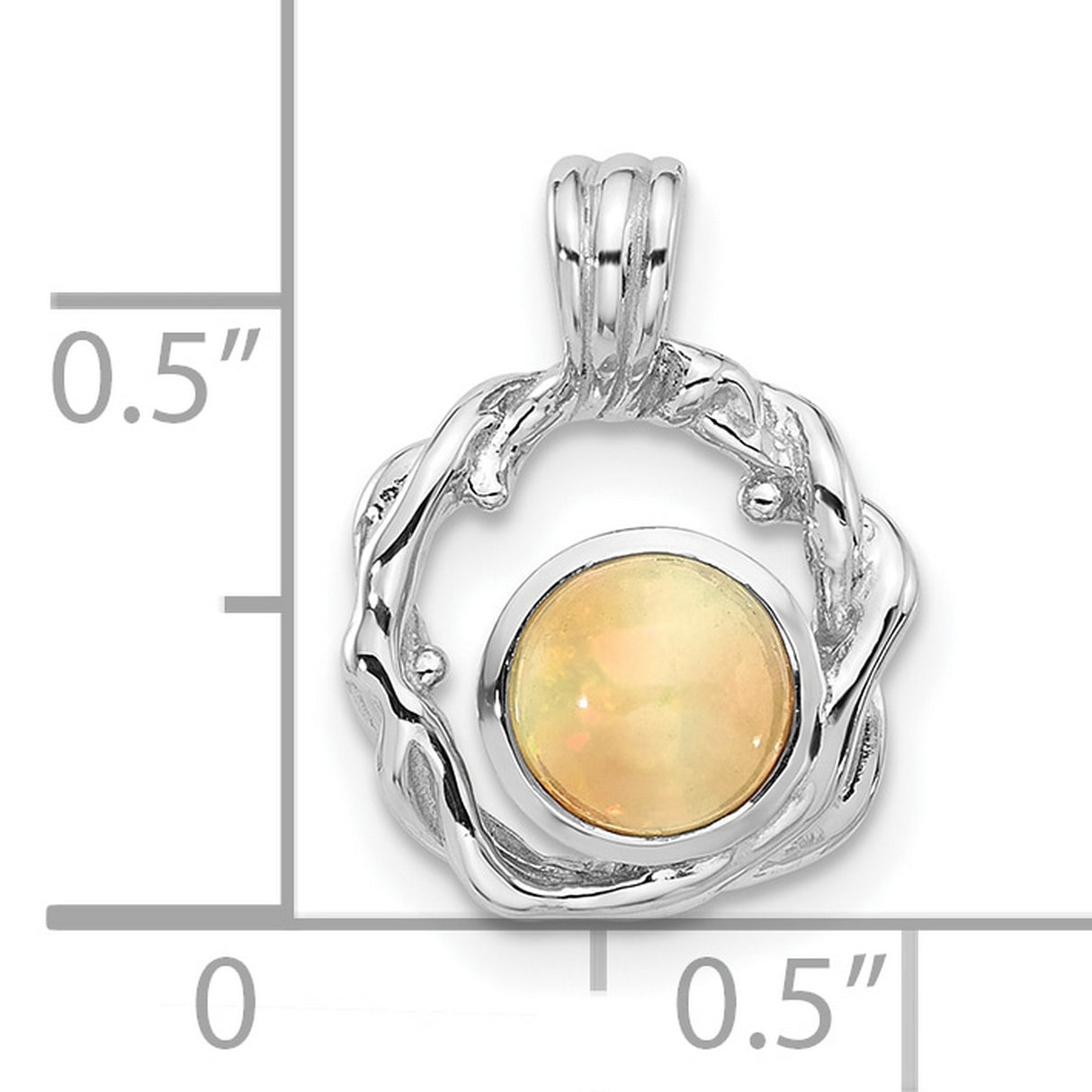 Sterling Silver Pendant with Opal Gemstone, Organic Vine Frame, Nature-Inspired Boho Style