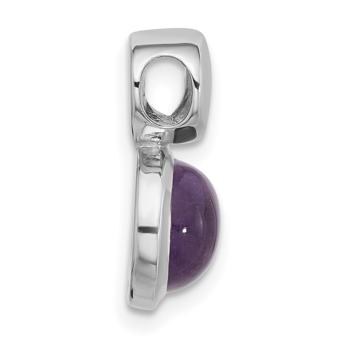 Brushed and Polished Amethyst Chain Slide Charm Pendant in Real 925 Sterling Silver