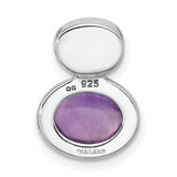 Brushed and Polished Amethyst Chain Slide Charm Pendant in Real 925 Sterling Silver