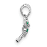 Sterling Silver Four Leaf Clover Pendant with Cubic Zirconia, Irish Lucky Charm Jewelry