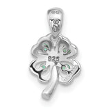 Sterling Silver Four Leaf Clover Pendant with Cubic Zirconia, Irish Lucky Charm Jewelry