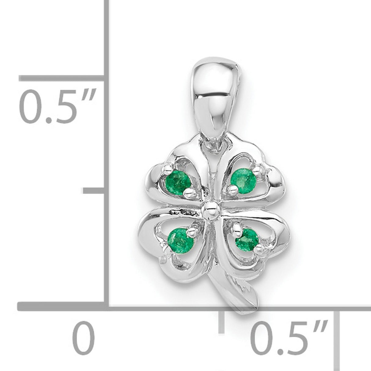 Sterling Silver Four Leaf Clover Pendant with Cubic Zirconia, Irish Lucky Charm Jewelry