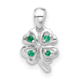 Sterling Silver Four Leaf Clover Pendant with Cubic Zirconia, Irish Lucky Charm Jewelry