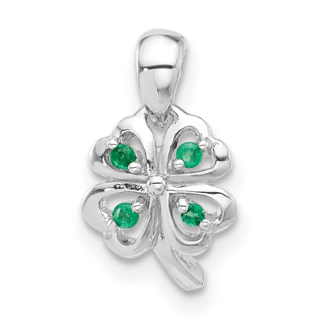 Sterling Silver Four Leaf Clover Pendant with Cubic Zirconia, Irish Lucky Charm Jewelry