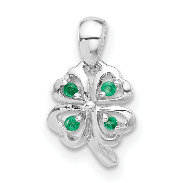 Sterling Silver Four Leaf Clover Pendant with Cubic Zirconia, Irish Lucky Charm Jewelry