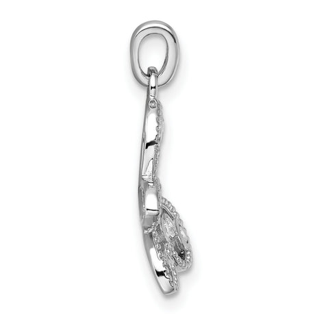 Sterling Silver Butterfly Pendant with Open Filigree Wings and Cubic Zirconia Accents