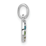 Sterling Silver Crescent Moon Pendant with Multicolor Cubic Zirconia, Celestial Rainbow Charm