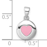 Sterling Silver Heart Pendant with Pink Enamel Center, Romantic Dainty Jewelry for Women