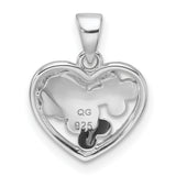 Sterling Silver Heart Pendant with Colorful Enamel Flowers, Floral Charm for Women or Girls