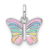 Sterling Silver Butterfly Pendant with Pastel Enamel Wings, Symbol of Transformation and Growth