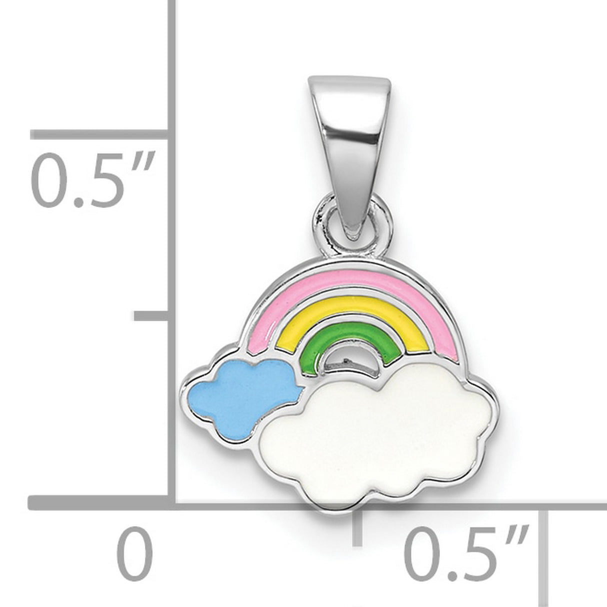 Sterling Silver Rainbow Cloud Pendant with Pastel Enamel Design, Whimsical Charm Jewelry