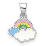 Sterling Silver Rainbow Cloud Pendant with Pastel Enamel Design, Whimsical Charm Jewelry