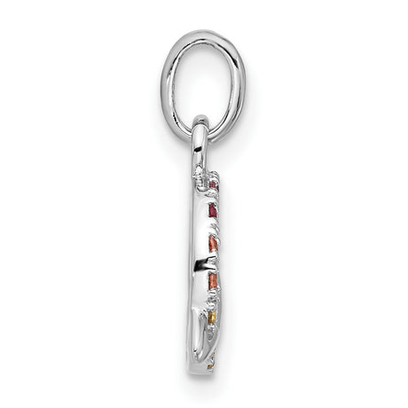 Sterling Silver Saturn Pendant with Rainbow Cubic Zirconia, Celestial Orbit Design