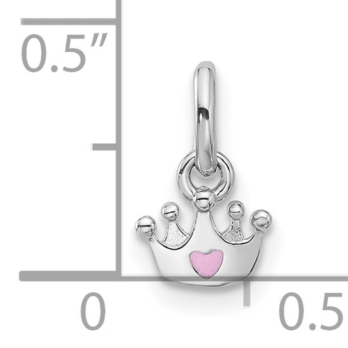 Sterling Silver Crown Pendant with Pink Heart Accent, Princess Theme Jewelry for Girls or Women